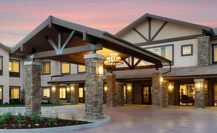 Senior Living living facility with covered parking canopy at the entrance